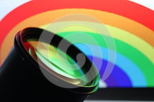 Camera lens and rainbow colours