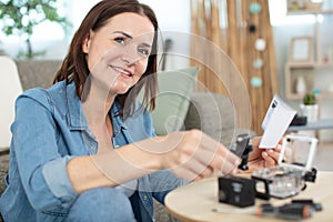 camera lens repair set in photo engineer workshop