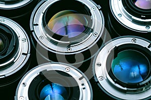 Camera lenses background, photography