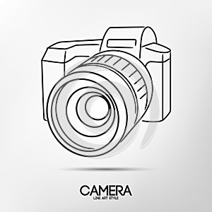 Camera Line Art, Vector Illustration