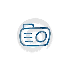 Camera Line Blue Icon On White Background. Blue Flat Style Vector Illustration