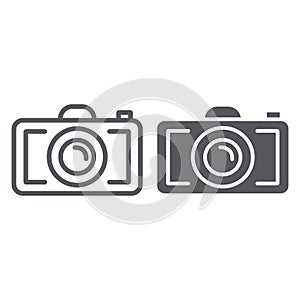 Camera line and glyph icon, photography and shoot, photo sign, vector graphics, a linear pattern on a white background.