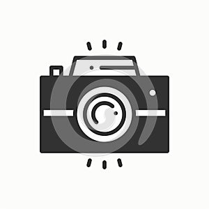 Camera line outline icon. Photo camera, photo gadget, instant photo. Snapshot photography sign. Vector simple linear photo