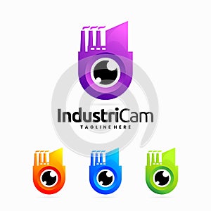 camera logo with industrial building cocept