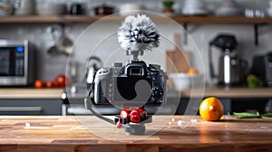 The camera with microphone. AI generated