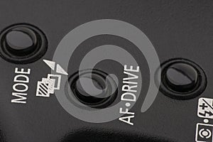 Camera mode selector buttons. Buttons used to select between automatic and semi automatic modes of modern photo cameras and some