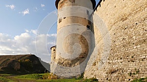 Camera movement on the wall of Kamenets Podolsk Fortress. Close-up