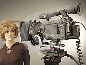 Camcorder for video shooting and video production in cine studio set photo