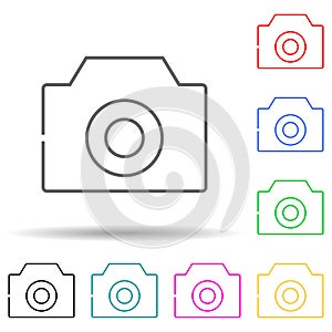 Camera multi color set icon. Simple thin line, outline vector of web icons for ui and ux, website or mobile application