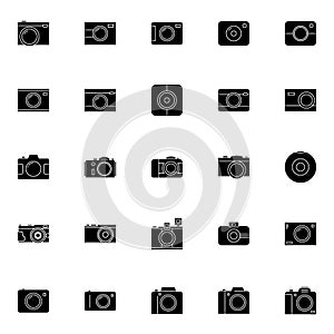 Camera, multimedia, photography solid icons set. simple glyph icons set of camera vector illustration.