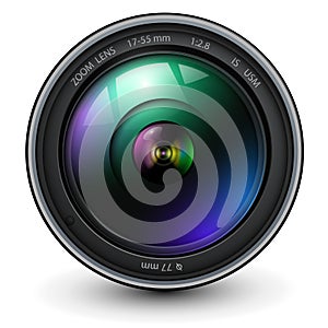 Camera photo lens, 3d icon realistic illustration