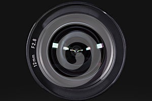 Camera photo lens with dark background