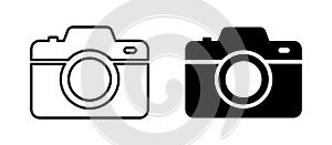Camera photo. Vector isolated icon. Digital snapshot image black vector icons. Thin line vector