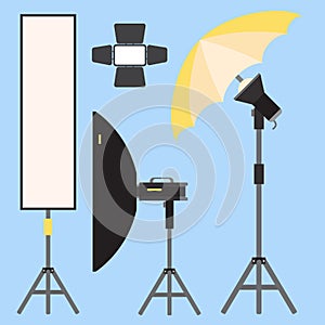 Camera photo vector studio icons optic lenses types objective retro