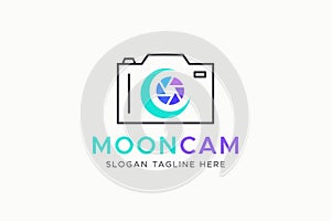 Camera Photography Dream Concept with Lens and Crescent Logo