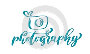 Camera photography logo icon vector template calligraphic inscription photography text Isolated on white background