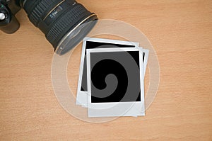 Camera with polaroid frames