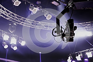 Camera record on crane on stage entertainment industry