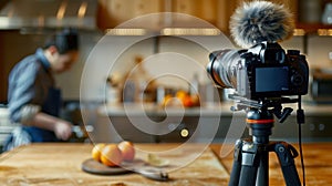 The camera recording in kitchen. AI generated