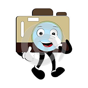 Camera Retro Mascot Character cartoon, camera mascot is smiling and with thumbs up