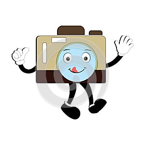 Camera Retro Mascot Character cartoon, camera mascot is smiling and with thumbs up