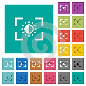 Camera saturation setting square flat multi colored icons