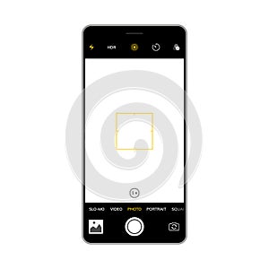 Camera screen phone mobile interface app. Smartphone photo viewfinder ui template design