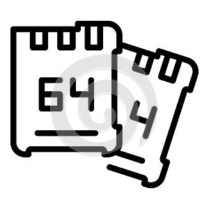 Camera sd card icon outline vector. Data memory photo