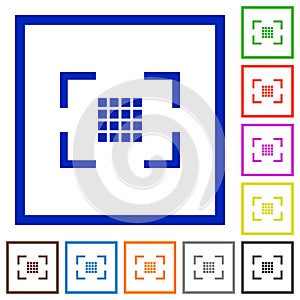 Camera sensor settings flat framed icons