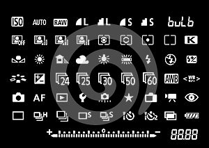 Camera settings symbols