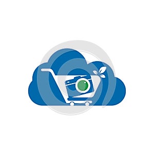 Camera Shop cloud shape concept Logo vector icon.
