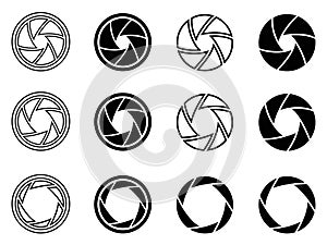 Camera shutter aperture icons photo