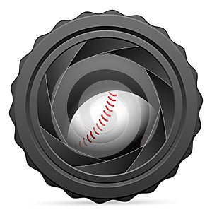 Camera shutter with baseball ball