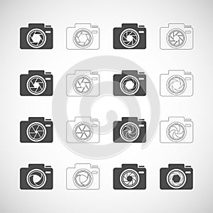 Camera shutter icon set, vector eps10