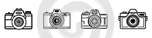 Camera shutter, lenses and photo camera icons set