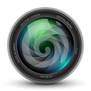 Camera shutter photo focus isolated design lens flare. Shutter zoom phtotography camera