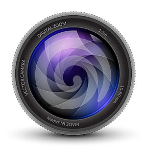 Camera shutter photo focus isolated design lens flare. Shutter zoom phtotography camera