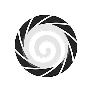 Camera shutter photography icon aperture. Focus vector black lens zoom digital design