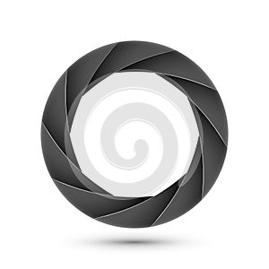 Camera shutter photography icon aperture. Focus vector black lens zoom digital design