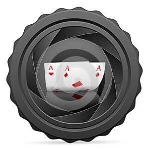 Camera shutter with poker aces