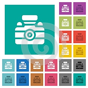 Camera solid square flat multi colored icons
