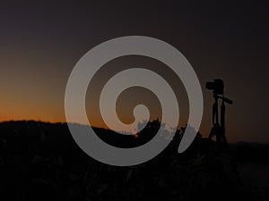 Camera and sunset