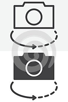 Camera switch vector icon set in line and solid different style
