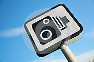 Camera symbol for speed camera sign post.