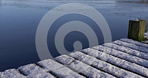 Camera tilt snow pier frozen lake