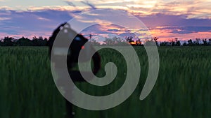 Camera tripod sunset