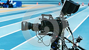 Camera, TV broadcast on olympic track