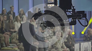 Camera in tv studio during tv recording