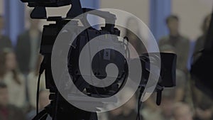Camera in tv studio during tv recording