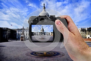 Camera and US Capitol Building Tourist